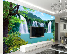 Custom wallpaper photo nature waterfall tree landscape mural home decoration living room bedroom background walls 3d wallpaper 2024 - buy cheap