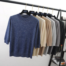Suéter de punto con purpurina para mujer, jersey de media manga, elástico, de cuello redondo, D334, primavera y otoño, novedad de 2019 2024 - compra barato