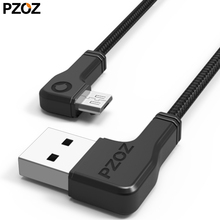 PZOZ-cable micro usb de 90 grados, cable de nailon de carga rápida, sincronización de datos para Samsung, xiaomi, redmi note 5 pro 2024 - compra barato