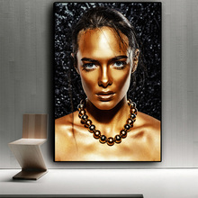 Nu Arte Africano Mulher Ouro Negro Escandinavo Cuadros Posters e Impressões Pintura A Óleo sobre Tela Retrato Da Parede para Sala de estar 2024 - compre barato