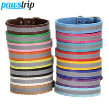 pawstrip 13 Colors Reflective Dog Collar Leather Small Puppy Collar Night Safety Pet Collar For Dogs XS/S/M/L 2024 - buy cheap