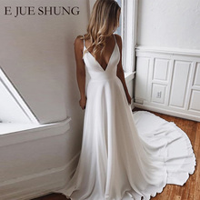 E JUE SHUNG White Chiffon Boho Wedding Dresses Deep V-neck Beach Bride Dresses Wedding Gowns robe de mariee 2024 - buy cheap