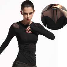 2018 New Sport Top fitness women clothes long-sleeved shirt mesh stitching quick-drying Yoga Top workout clothes 2024 - buy cheap