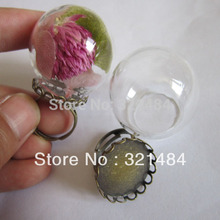 Juego de 50 pendientes de frasco de 20x12mm, botella de vidrio globo, fabricación de joyas y anillo de bisel de bronce antiguo de 12mm, base de ajuste en blanco 2024 - compra barato