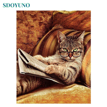 SDOYUNO Frame DIY Painting By Numbers Kits Cat Animals Modern Wall Art Canvas Painting Drawing By Numbers For Home Wall Arts 2024 - buy cheap