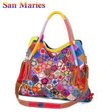 San Maries-Bolsos de flores informales para mujer, bolsas de mensajero de diseñador para mujer, bolso grande de cuero genuino 2021 2024 - compra barato