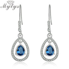 Mytys-Pendientes colgantes de cristal azul clásicos para mujer, aretes, CE540 2024 - compra barato