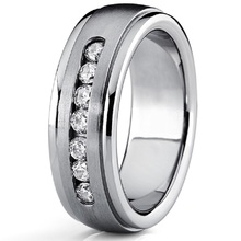 Anel de casamento de titânio puro, 8mm, feminino, masculino, com bordas planas passo, conjunto de 7 canais grandes, tamanho cz 7 a 12 2024 - compre barato