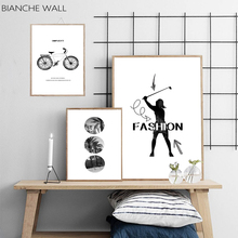 BIANCHE WALL Black and White Fashion Sports Landscape Poster Modern Prints Wall Art Canvas Painting Nordic Decoration Pictures 2024 - buy cheap