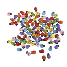 Kit diy adesivos em formato de ladybugs 100 peças, mini kit ornamento em miniatura para decoração de casa de bonecas jardim de fadas (cor misturada) 2024 - compre barato