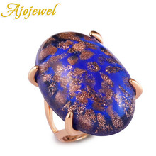 Ajojwel-anillo grande para mujer, diseño de piedras preciosas, joyería para dedos azul/rojo/Verde/púrpura 2024 - compra barato