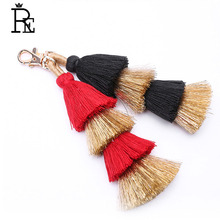 Pure Handmade Layered Cotton Boho Tassel Pendant Keychains Bohemian Women Bag Charm Accessories Car Trinket Key Chain rings A114 2024 - buy cheap