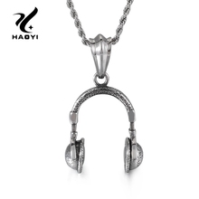 Stainless Steel Headphone Metal Pendant Necklace For Men With Twisted Chain Personality Fashion Male Jewelry 2024 - buy cheap