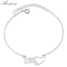 ANENJERY 925 Sterling Silver New Trendy Love Heart Bracelet Simple Bracelet For Women Girl Best Gift S-B205 2024 - buy cheap