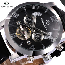 FORSINING Brand Multifunction Mechanical Watch Date Day Leather Strap Male Clock Men Dress Wrist Automatic Self Wind Watch 2024 - buy cheap