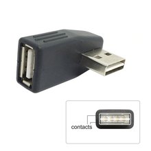 Удлинительный адаптер USB 2,0 A типа «Папа-мама», 90 градусов, левый и правый, угловой, двусторонний дизайн, черный цвет 2024 - купить недорого
