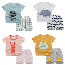 Pijamas de algodón para niños y niñas, ropa de dormir de dibujos animados, conjuntos de pijama de manga corta y pantalones, traje de bebé 2024 - compra barato