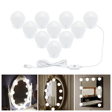 Лампа для зеркала для макияжа с USB-портом, приглушаемый светодиодный настенный светильник для макияжа, набор из 6, 10, 14 лампочек для туалетног... 2024 - купить недорого