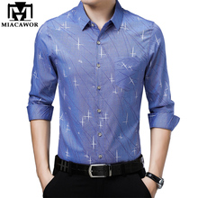 MIACAWOR 2019 New Print Casual Shirts Men Slim Fit Male Social Shirt Long Sleeve Camisa Masculina Men Clothing C451 2024 - buy cheap