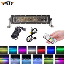 13.5 Polegada 72w em linha reta rgb hal anel cor mudando backlighting decoração combo feixe luzes de trabalho para 4x4 offroad suv utv atv 2024 - compre barato