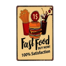 Hamburger Fast Food  Vintage Tin Sign Metal Plate Wall Pub  Home Art Decor  Iron Poster Cuadros DU1604 2024 - buy cheap