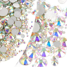 Diamantes de imitación brillantes AB, SS3-SS40 de colores, sin calor, costura de parte posterior plana, Strass y tela para ropa, piedra para Nail Art 2024 - compra barato
