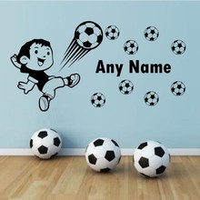 Personalised Football Vinyl Wall Sticker Any Name Wall Art Decal Kids Bedroom soccer wallpaper home decoration size 58*30cm 2024 - buy cheap