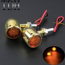 1 Pair Brass Universal Motorcycle Turn Signal Lights Blinker Amber Light for Honda Harley Chopper Cafe Racer Suzuki Yamaha Lamp 2024 - buy cheap