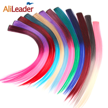 AliLeader Synthetic 12 Pcs/Lot Ombre Hair Extensions Clip In One Hairpieces Rainbow Clip On Hair Extension Pink Red Grey Blue 2024 - buy cheap