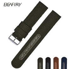 Beafiry pulseira de relógio de tecido de nylon respirável, pulseira de malha com 18 20 22 24mm para mulheres e homens, preto azul marrom verde do exército 2024 - compre barato