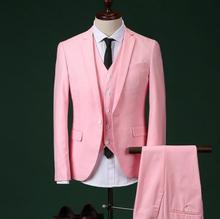 Terno masculino slim fit rosa, "casamento noivo homens baile ternos com calças jantar de festa smoking para homens (jaqueta + calça ++ colete + gravata) 2018 2024 - compre barato