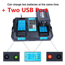 LED light 18V Dual Battery Charger for Makita BL1860 BL1815 BL1830 BL1835 LXT 400 DC18RD Makita 14.4V-18V with USB Port 2024 - buy cheap