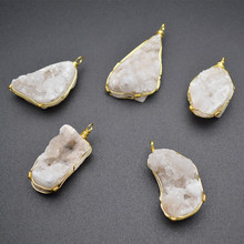 Pingente de pedra freeform branco natural feito à mão dourado 2024 - compre barato
