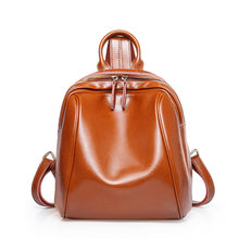 New Fashion Small Genuine Leather Backpacks Waxy Leather Leisure Preppy Style School Solid Color #QSL0870 2024 - buy cheap