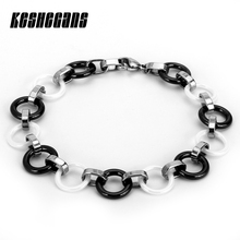 Novo 21 cm Black & White Ceramic Pulseiras Para As Mulheres Homens Círculo Redondo Clássico Pulseiras Projeto Original Handmade Charme Pulseiras presentes 2024 - compre barato