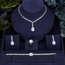 Jankelly luxo 4 pçs conjuntos de jóias de zircônia nupcial para festa feminina, luxo dubai nigéria cz cristal casamento conjuntos de jóias de noiva 2024 - compre barato