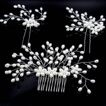 Bridal Hair Comb Wedding Hair Accessories Clip Hair Pins for Women Pearl Jewelry Tiara Bride Headdress Ornaments for Dress Piece 2024 - buy cheap