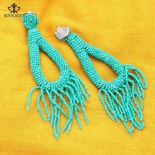 ROYALBEIER Bohemian Female Long Tassel Earrings Trend New Handmade Beaded Earrings Irregular Pendant Earrings 2024 - buy cheap