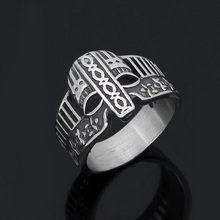 Anillo amuleto de casco vikingo de acero inoxidable nórdico, con bolsa de regalo vikinga 2024 - compra barato