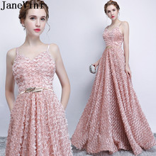 JaneVini Dusty Pink Long Wedding Party Prom Dresses With Pockets Elegant Spaghetti Straps Floor Length Ladies Bridesmaid Dress 2024 - buy cheap
