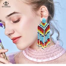 Pendientes colgantes de estilo étnico para mujer, aretes de cuentas Multicolor, joyería de boda, hecho a mano, bohemio 2024 - compra barato