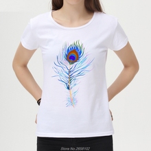Fashion Brand Beautiful Peacock Feather Design Summer Print Girls Ladies T-shirt Short Sleeve Women Top Tees Harajuku Streetwear 2024 - buy cheap