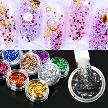 Sarness 1 Box Colorful Nail Glitter Dust Mix 3D Nail Sequins Acrylic Gel Phosphor Paint Glitter Powder Large Nail Art Decoration 2024 - buy cheap