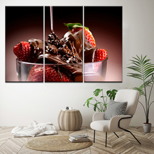 Wall Art Restaurant Home Decor Canvas Framework Painting 3 Pieces Prints Chocolate and strawberry creative Hotel wall painting 2024 - buy cheap