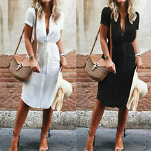 Womens V Neck Loose Chiffon Dress Short Sleeve Female Casual Dresses Summer Beach Sundress New Arrival 2024 - buy cheap
