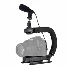 PULUZ U/C Shape Portable Handheld DV Bracket Stabilizer + Video Shotgun Microphone Kit with Cold Shoe Tripod Head 2024 - buy cheap