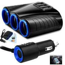 Adaptador de cargador de coche de 3 vías, 12V, USB de potencia, 3USB, 3,1a, 1 para mechero de cigarrillos de 120W, divisor de enchufe de coche 2024 - compra barato