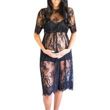 Pregnant Women Eyelash Lace Short Sleeve Dress Fancy Photography Props Maternity Dress Lace Vestidos for Women Photo Shoot 2024 - buy cheap