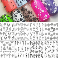 Simple Flower Manicure Nail Art Sticker Pendant DIY Nail Decal Wraps Abstract Sketch Leaf Tatoos 2024 - buy cheap
