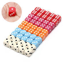 5 colors wholesales 14mm 10pcs/set acrylic colorful d6 dice,6 sided gambling small dice for sale,white,red,pink,orange, blue 2024 - buy cheap